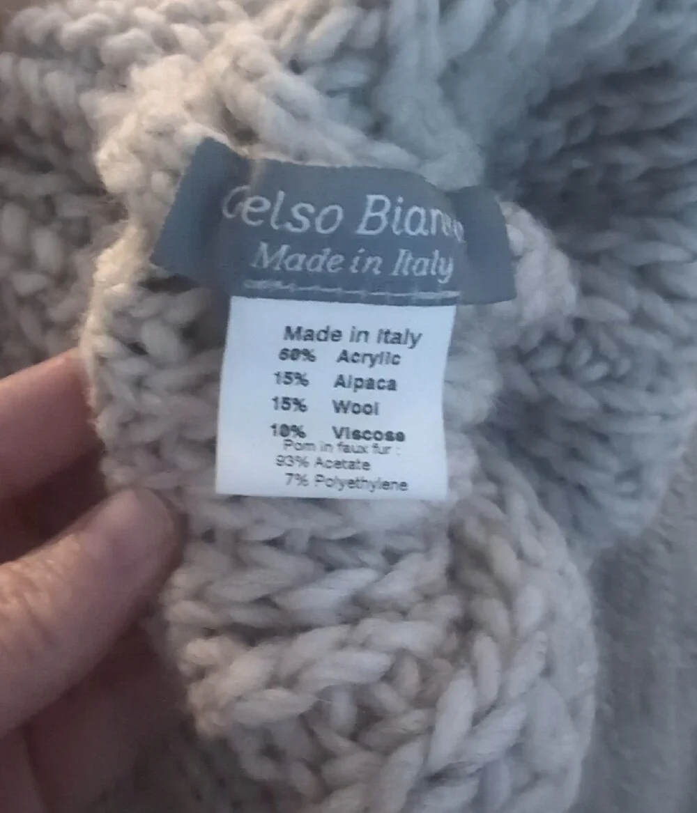 Cozy Kids Knit Pom Beanie - Beige Tan Gelso Bianco Made In italy Small Toddler